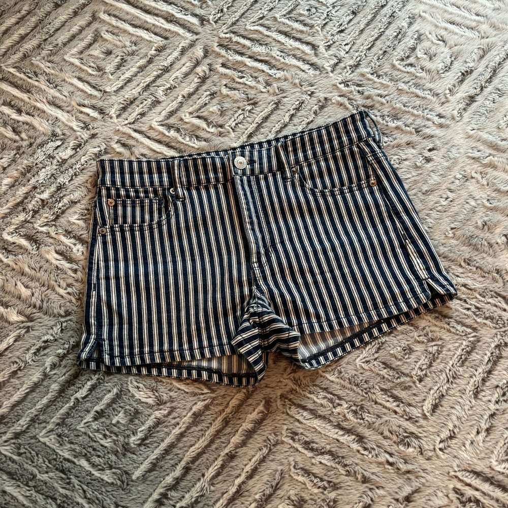 AE American Eagle Ne(x)t Level Stretch shorty shorts women 10 striped beachy